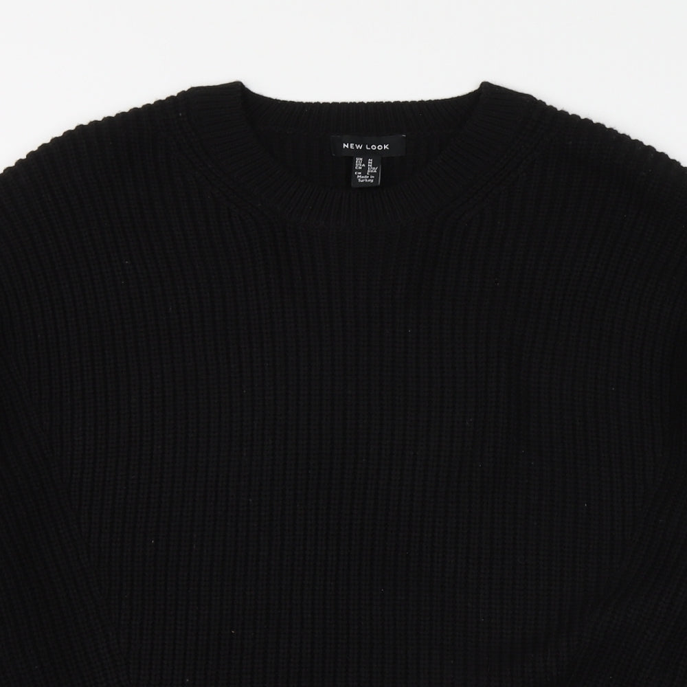 New Look Womens Black Round Neck Acrylic Pullover Jumper Size M