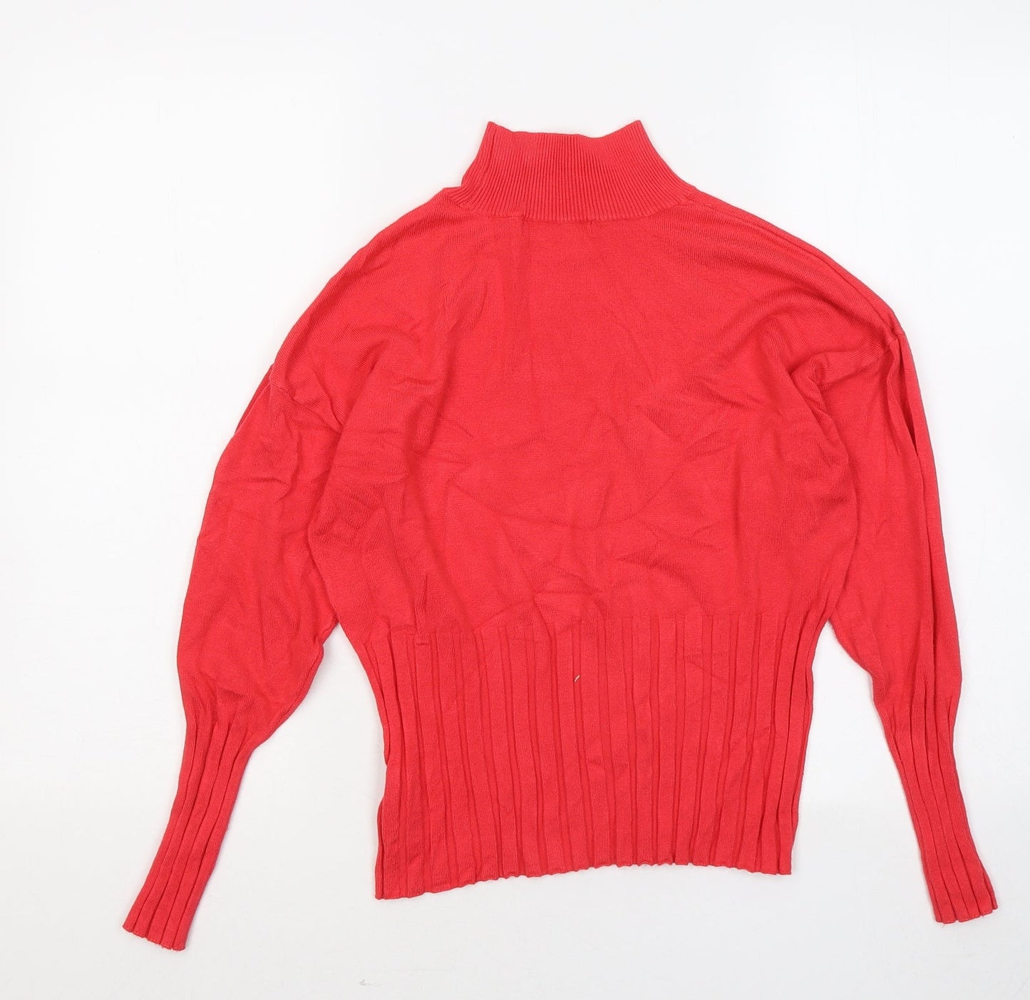 Marks and Spencer Womens Red Mock Neck Viscose Pullover Jumper Size 14