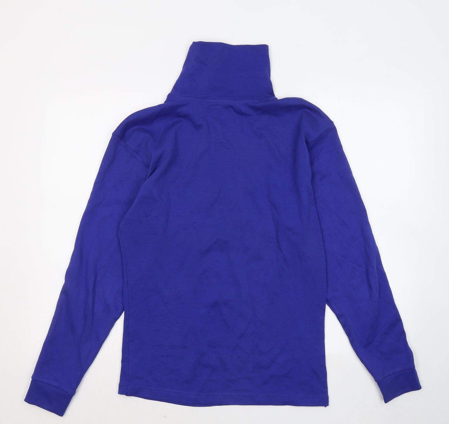Crane Mens Blue Mock Neck Cotton Pullover Jumper Size M