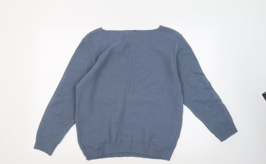 ANNE SMITH Womens Blue Round Neck Acrylic Pullover Jumper Size M