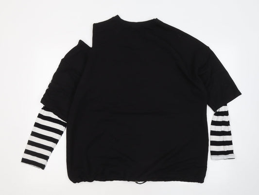 Staytown Mens Black Cotton Henley Sweatshirt Size M