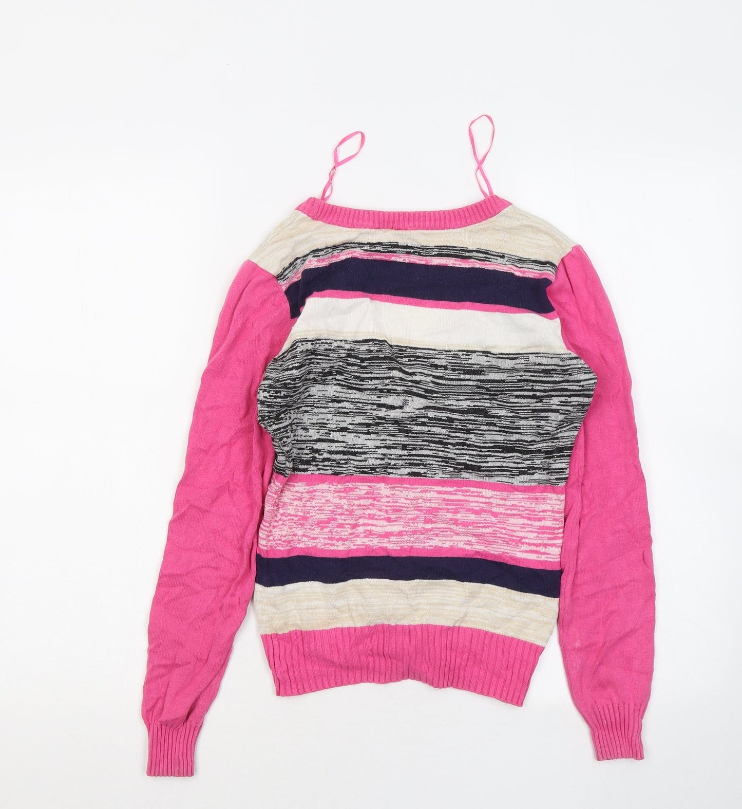 Divided by H&M Womens Multicoloured Round Neck Geometric Cotton Cardigan Jumper Size 4