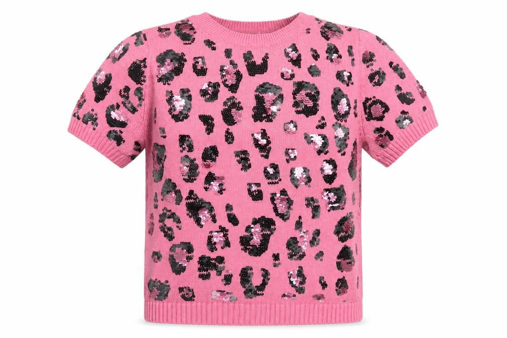 Marks and Spencer Womens Pink Crew Neck Animal Print Polyester Pullover Jumper Size 10