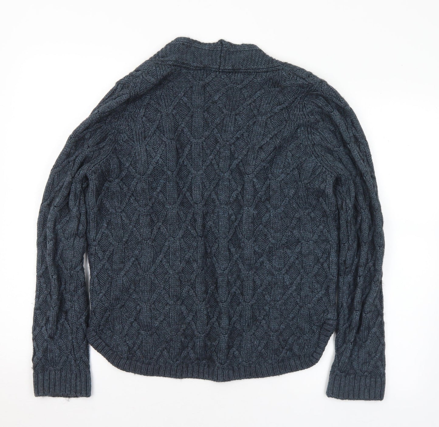 Marks and Spencer Womens Blue Collared Acrylic Cardigan Jumper Size 8