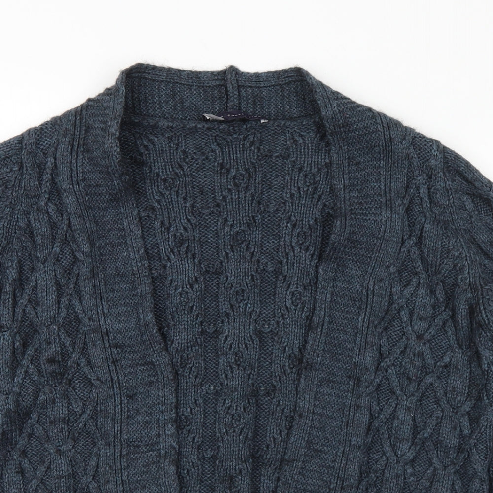 Marks and Spencer Womens Blue Collared Acrylic Cardigan Jumper Size 8