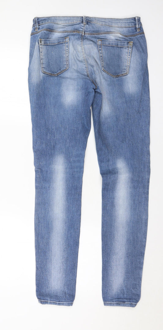Topshop Mens Blue Cotton Skinny Jeans Size 30 in L32 in Regular Button