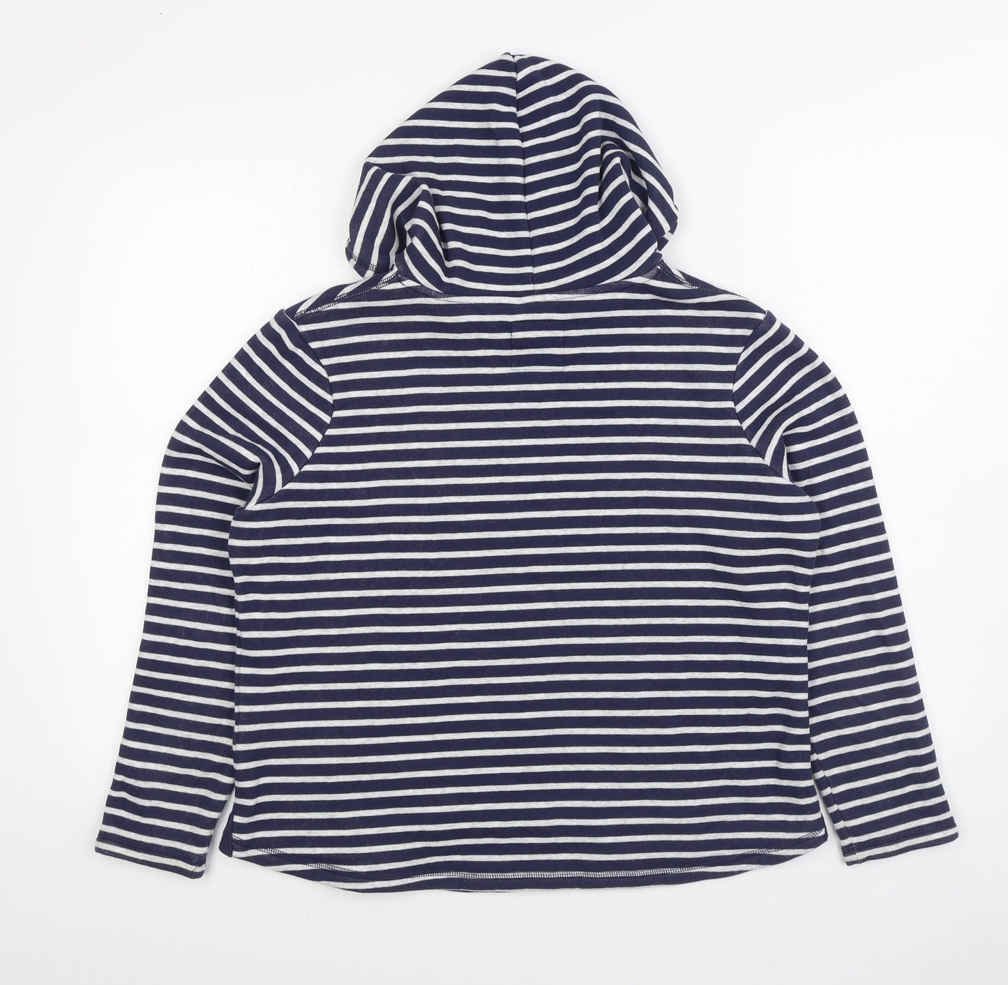 TU Womens Blue Striped Polyester Pullover Hoodie Size 12 Pullover