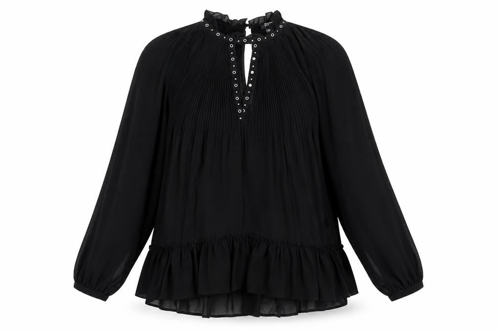 River Island Womens Black Polyester Basic Blouse Size 10 Roll Neck