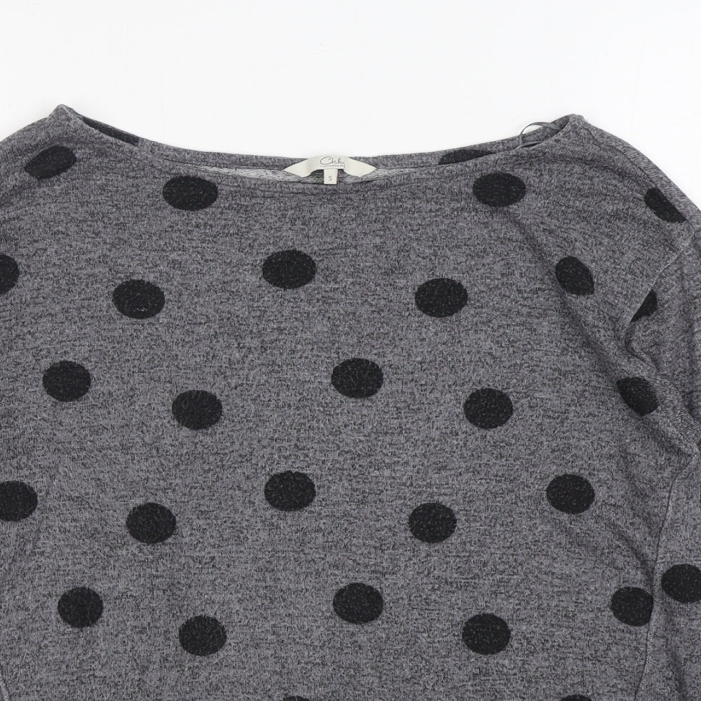 Clockhouse Womens Grey Polka Dot Cotton Pullover Sweatshirt Size S Pullover