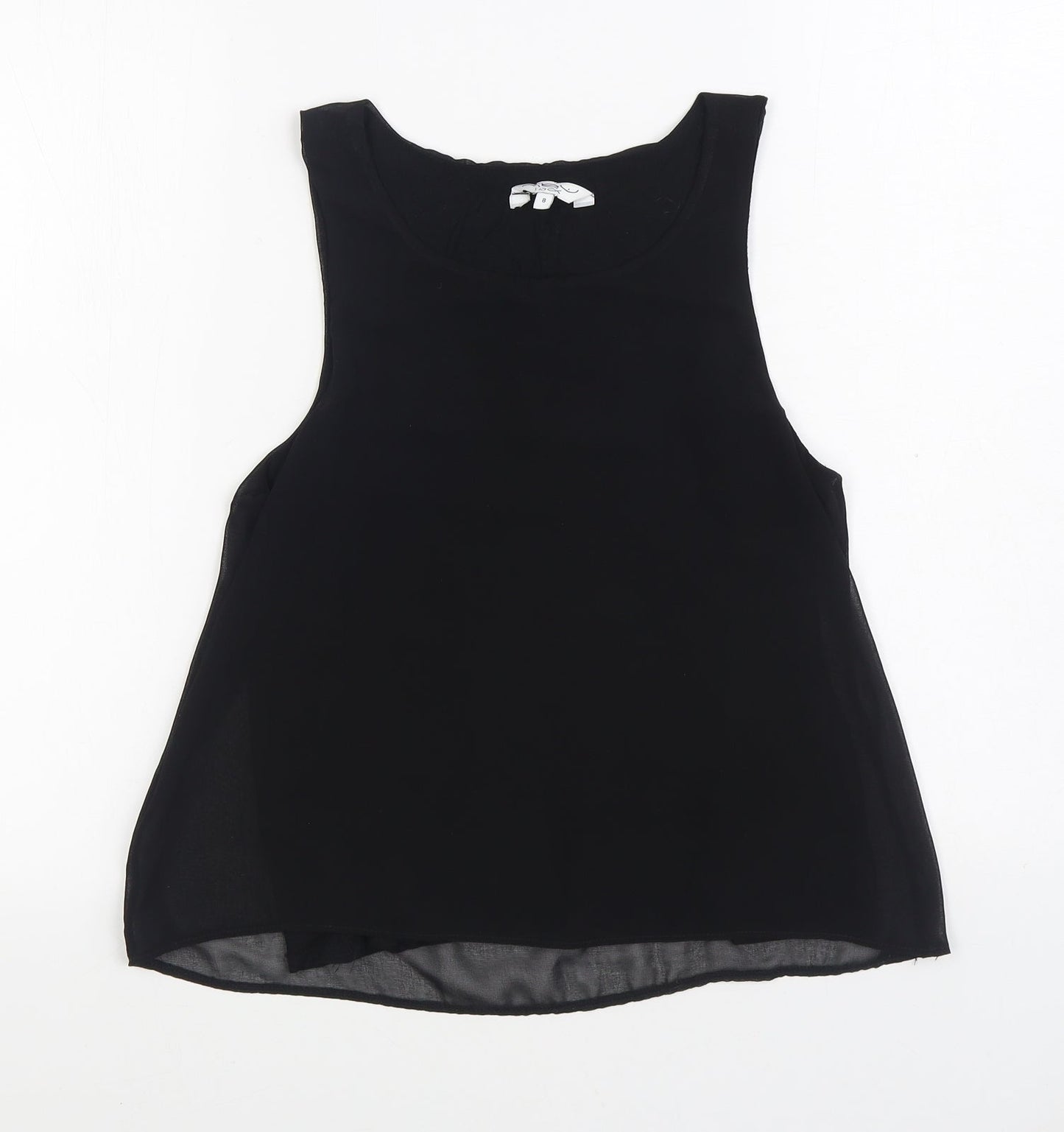 New Look Womens Black Polyester Basic Blouse Size 8 Boat Neck