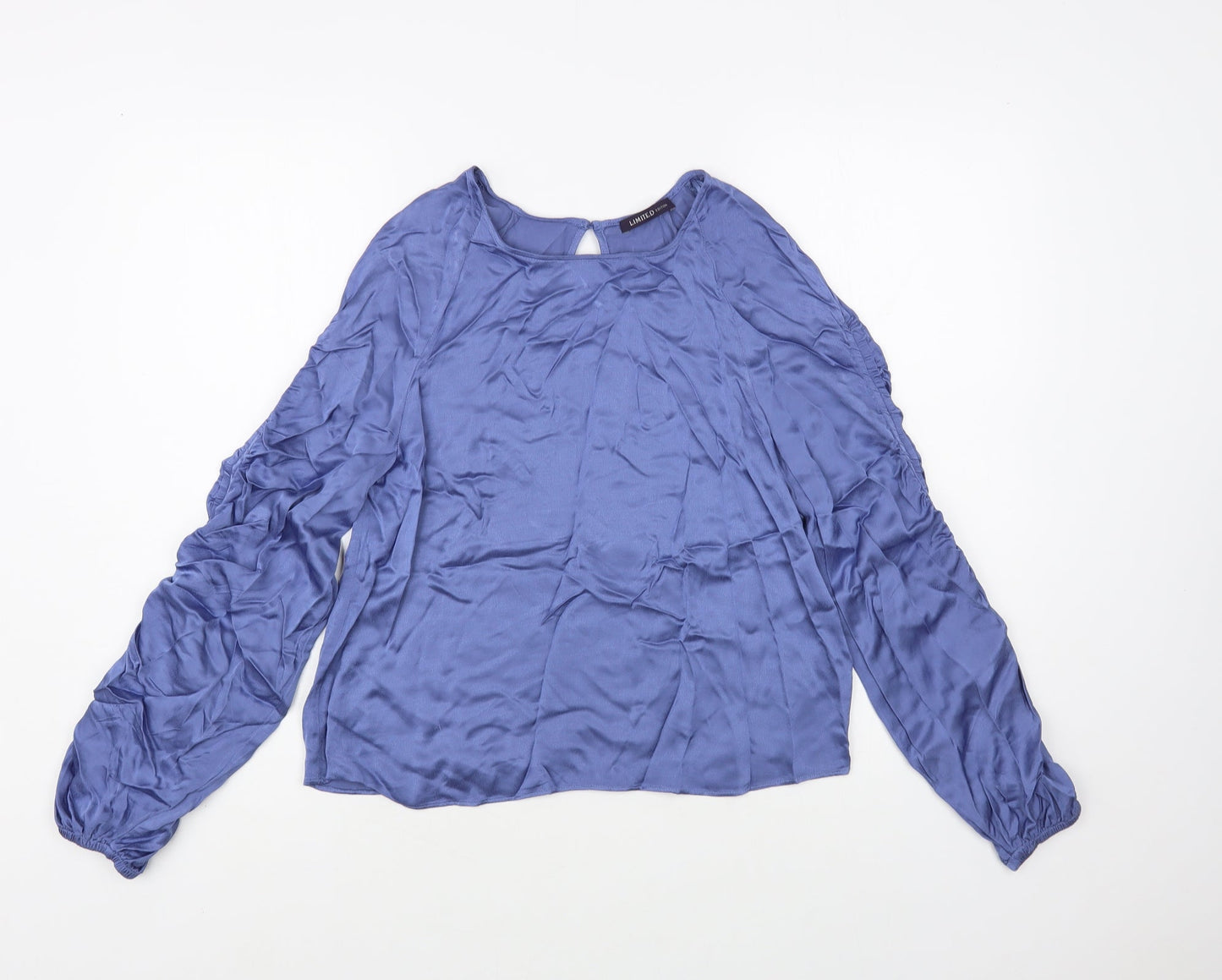 Marks and Spencer Womens Blue Viscose Basic Blouse Size 6 Boat Neck