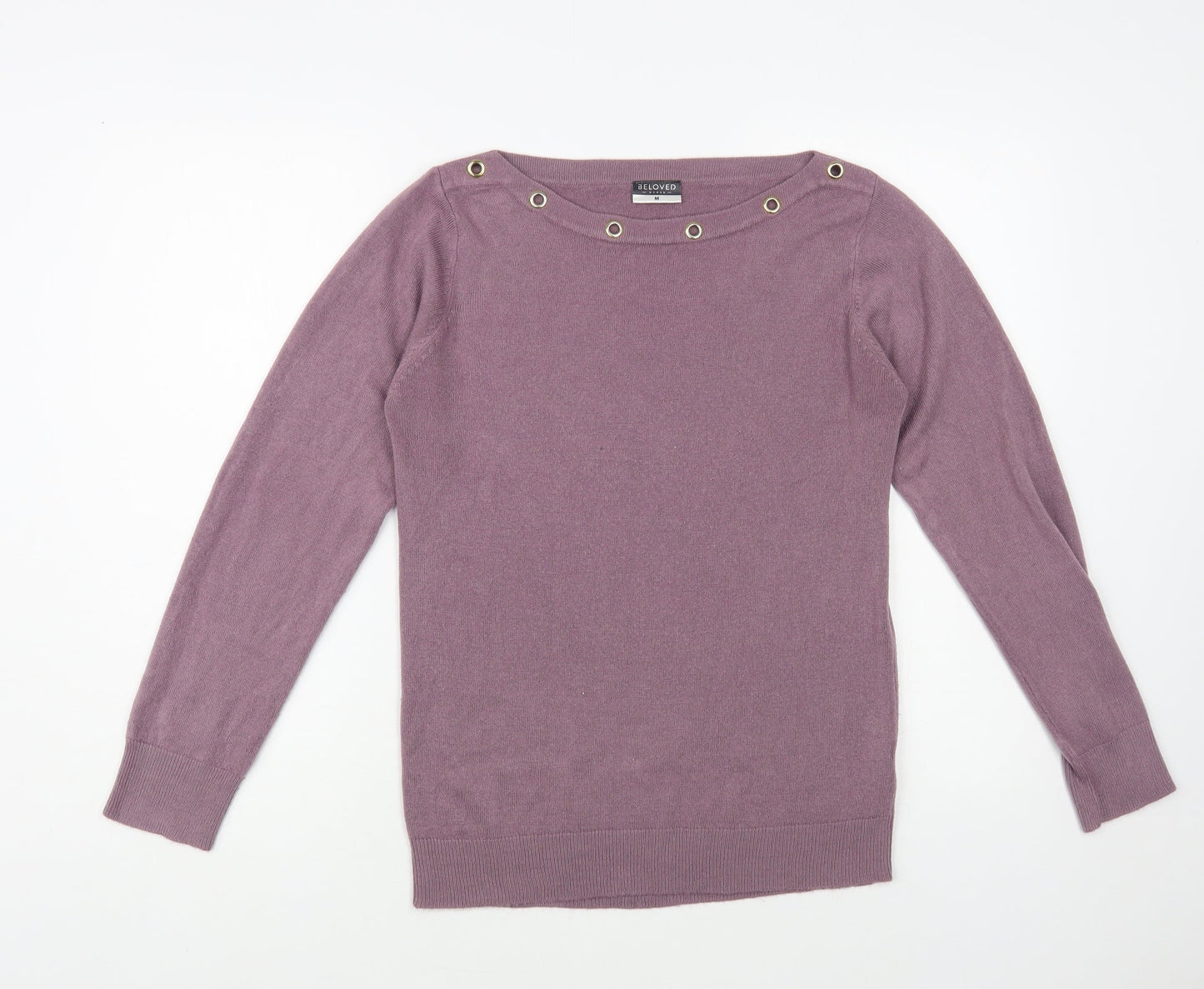 Beloved Womens Purple Boat Neck Acrylic Pullover Jumper Size M
