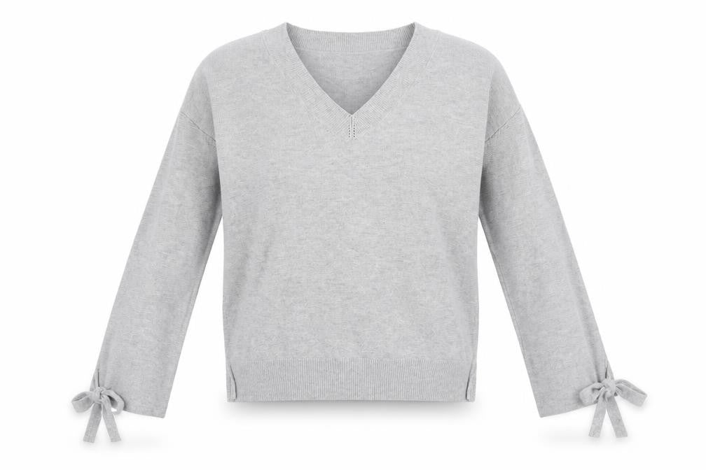 Marks and Spencer Womens Grey V-Neck Cotton Pullover Jumper Size 8