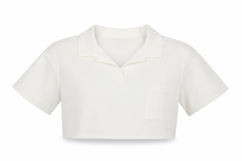 SheIn Girls White Polyester Cropped Blouse Size 11-12 Years Collared Pullover