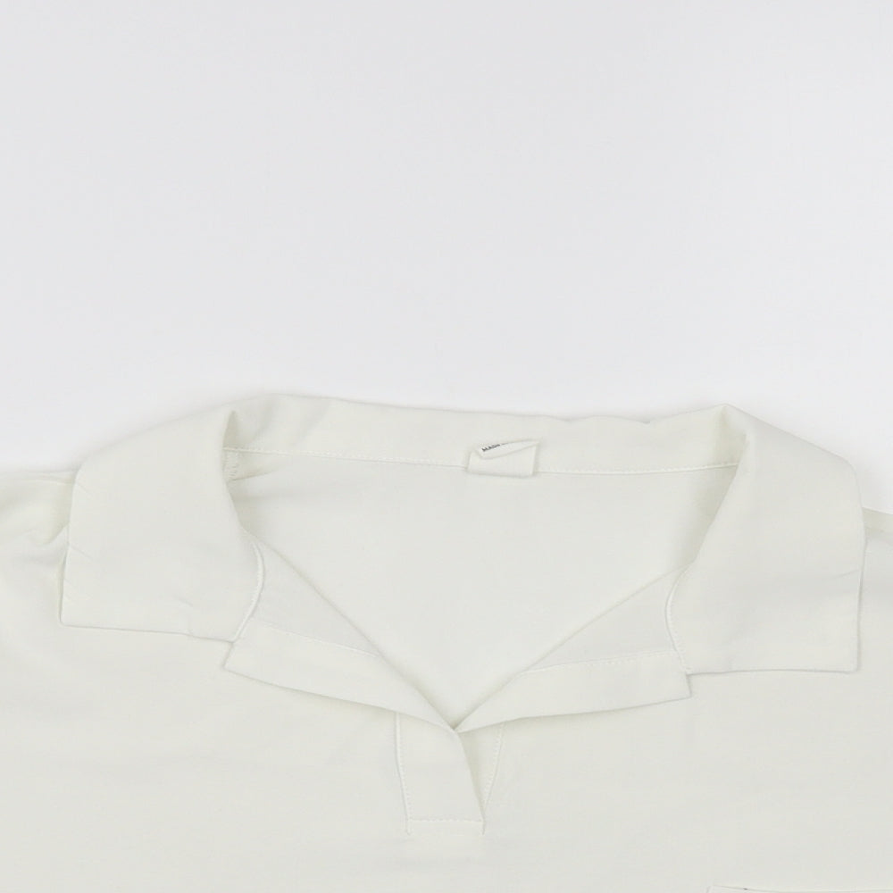 SheIn Girls White Polyester Cropped Blouse Size 11-12 Years Collared Pullover