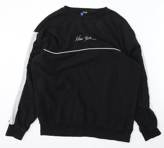 Divided Mens Black Cotton Pullover Sweatshirt Size L - New york