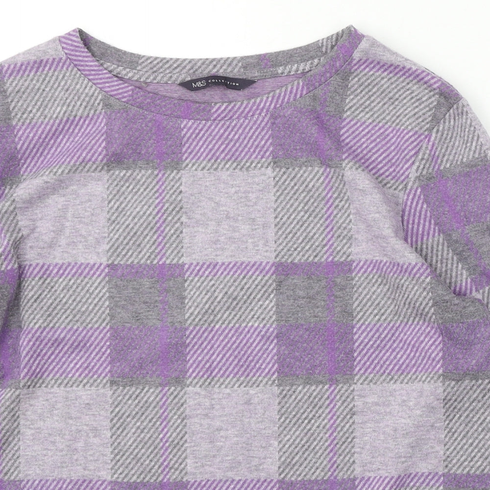 Marks and Spencer Womens Multicoloured Round Neck Plaid Polyester Pullover Jumper Size 10