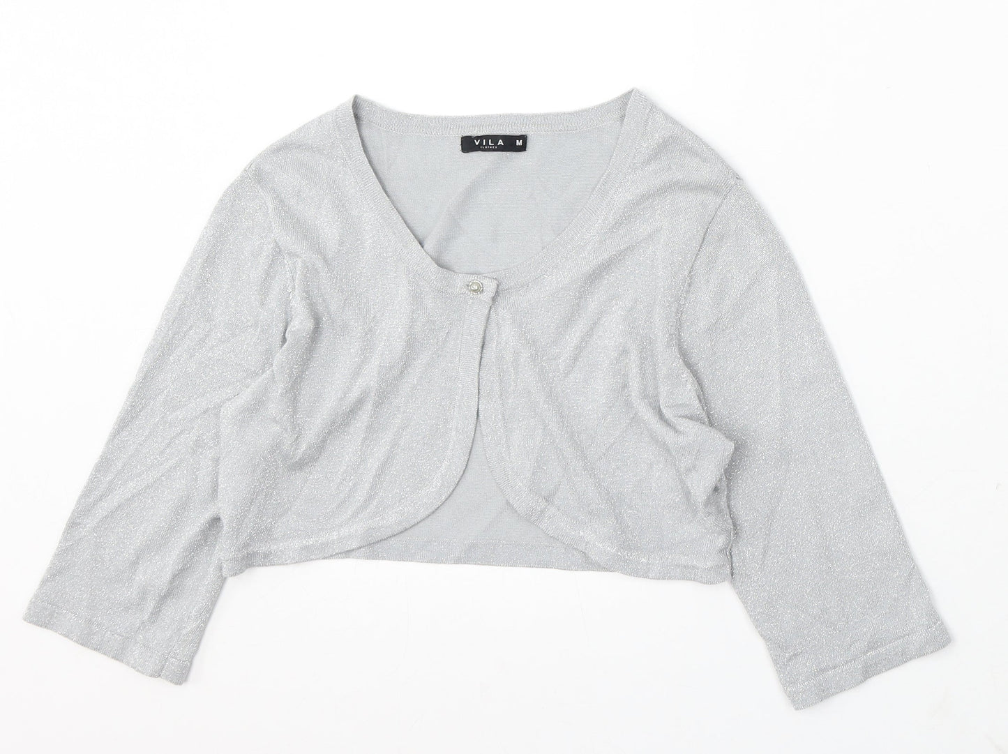 VILA Womens Silver V-Neck Viscose Cardigan Jumper Size M