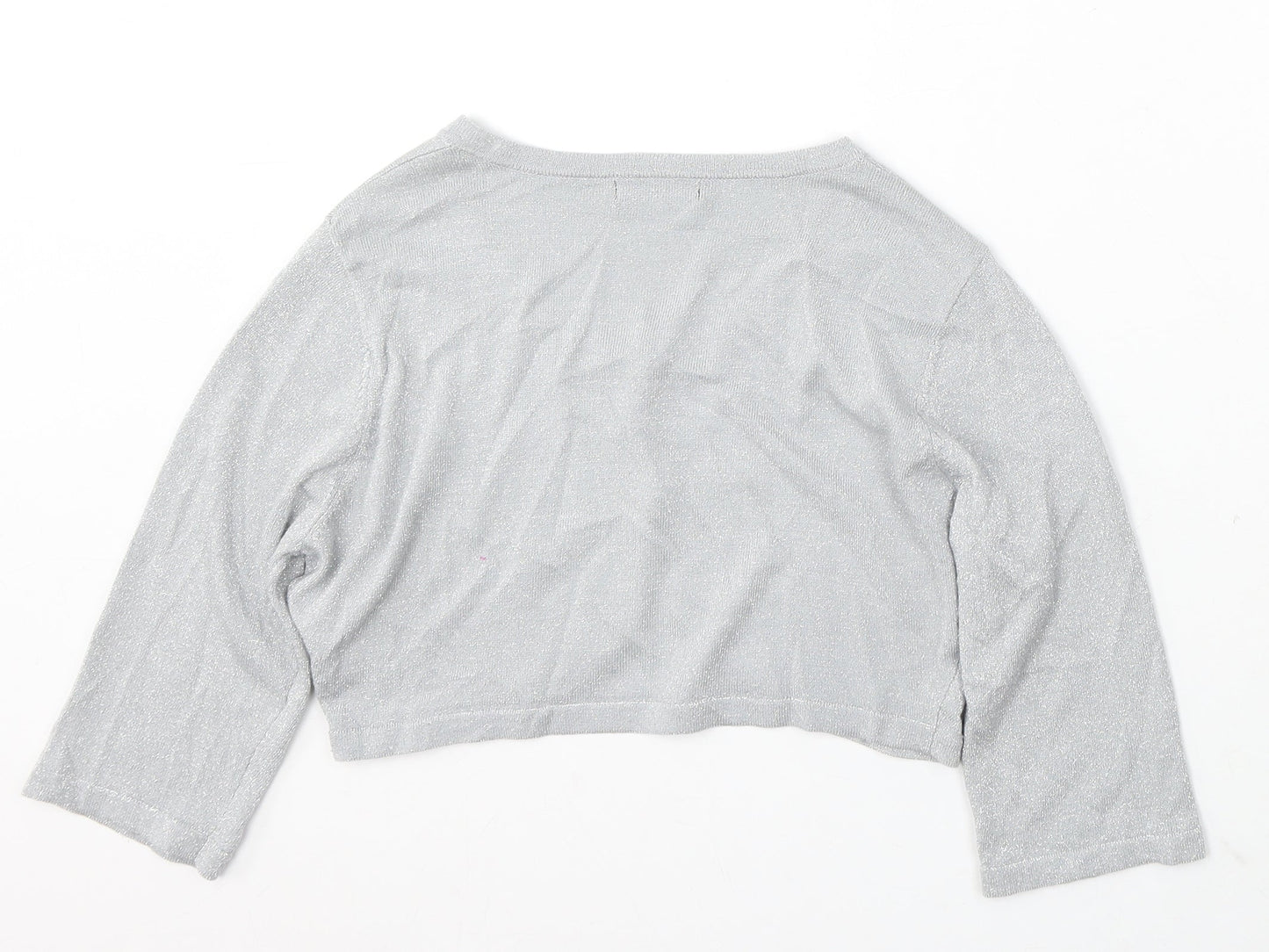 VILA Womens Silver V-Neck Viscose Cardigan Jumper Size M