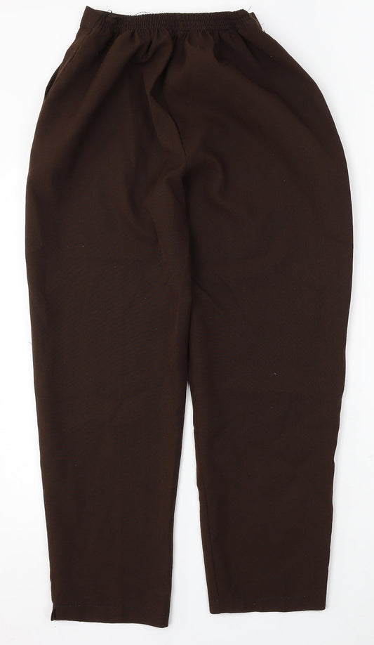 Preworn Womens Brown Polyester Trousers Size 14 L28 in Regular