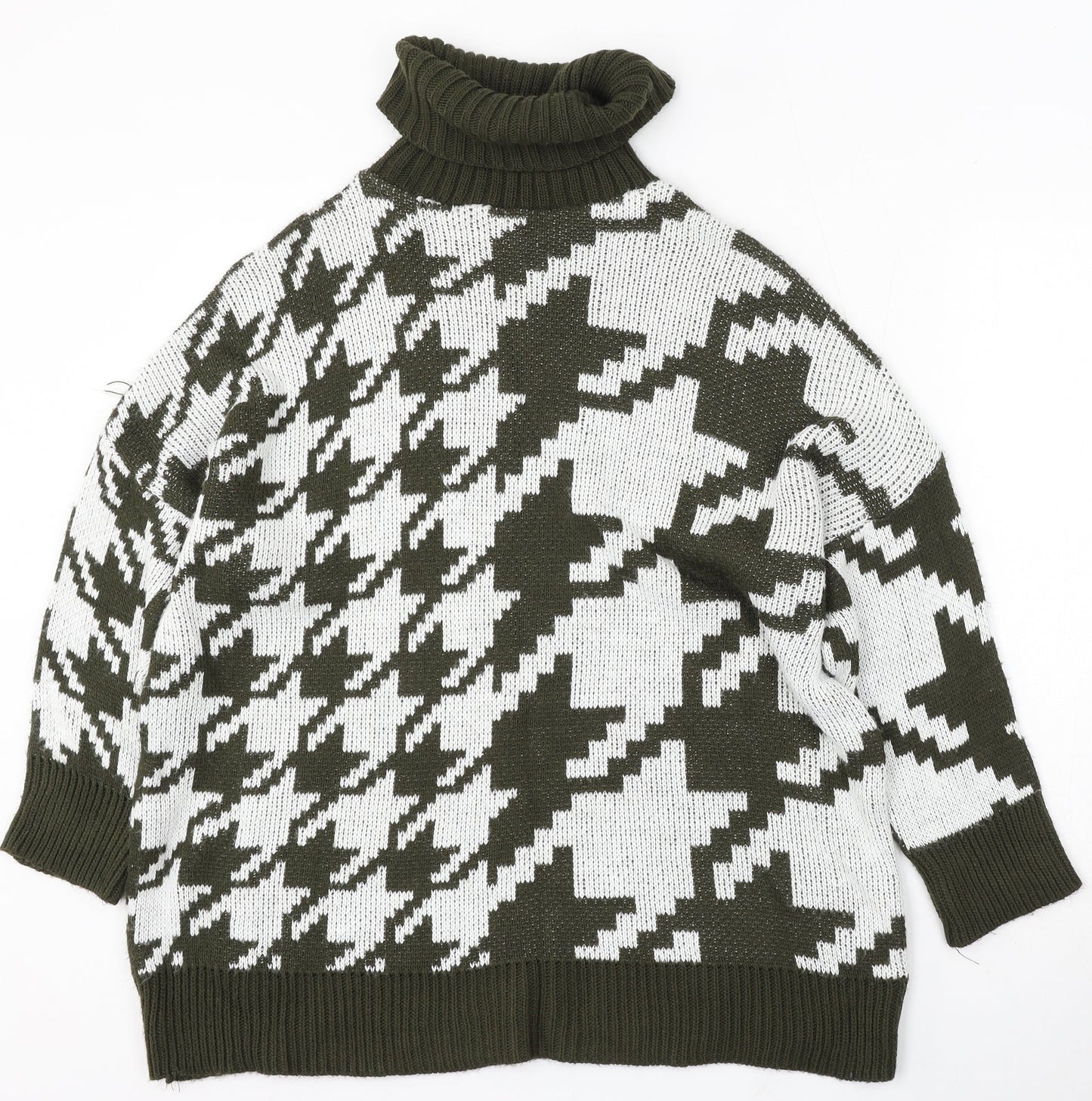 Preworn Womens Multicoloured Roll Neck Geometric Acrylic Pullover Jumper Size M