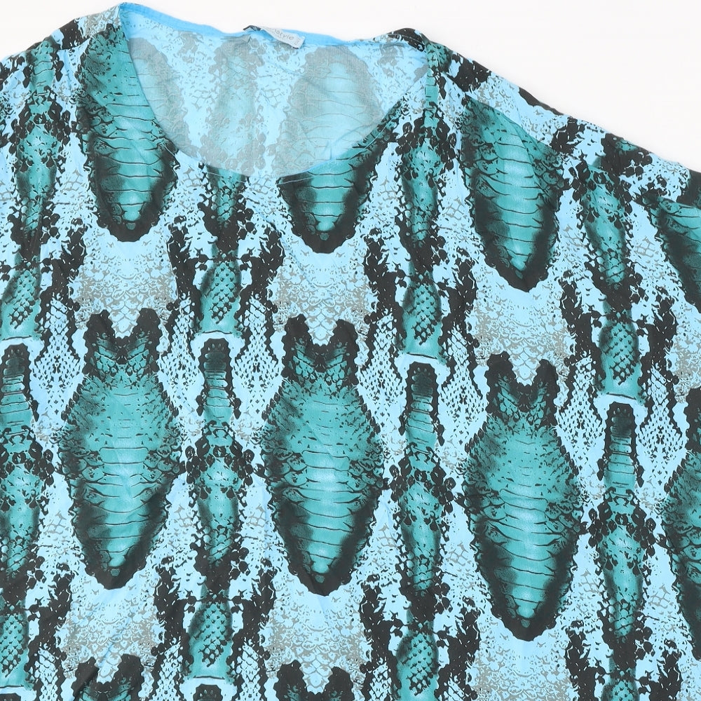 Sevenstyle Womens Blue Round Neck Geometric Polyester Pullover Jumper One Size