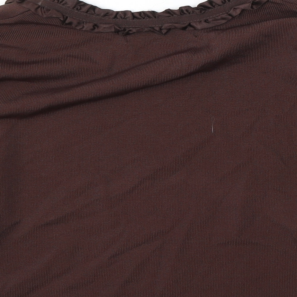 Kaleidoscope Womens Brown V-Neck Viscose Cardigan Jumper Size 12