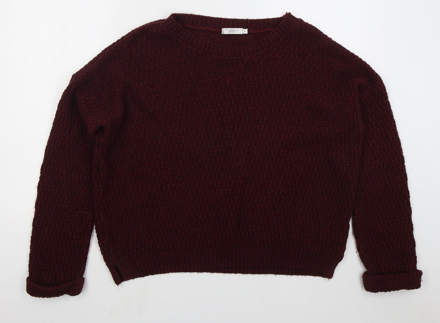 NEXT Womens Red Round Neck Acrylic Pullover Jumper Size 12