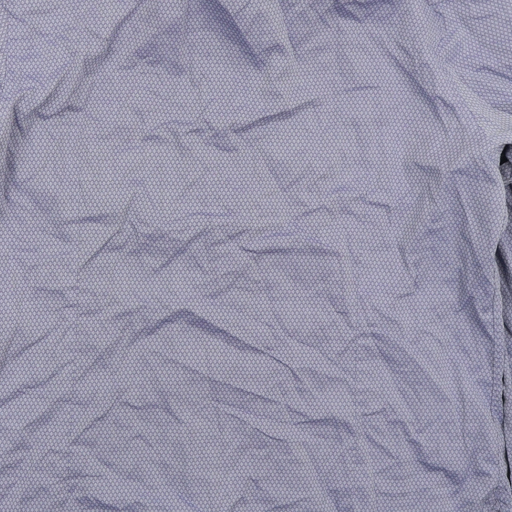 Hammond & Co Mens Blue Geometric Cotton Dress Shirt Size 16.5 Collared Button