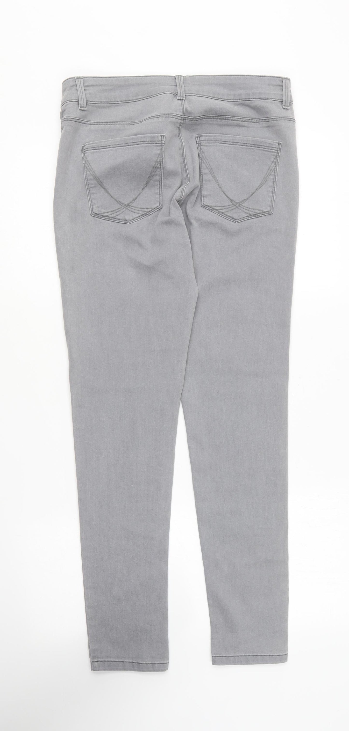 Oasis Womens Grey Cotton Skinny Jeans Size 12 L26 in Regular