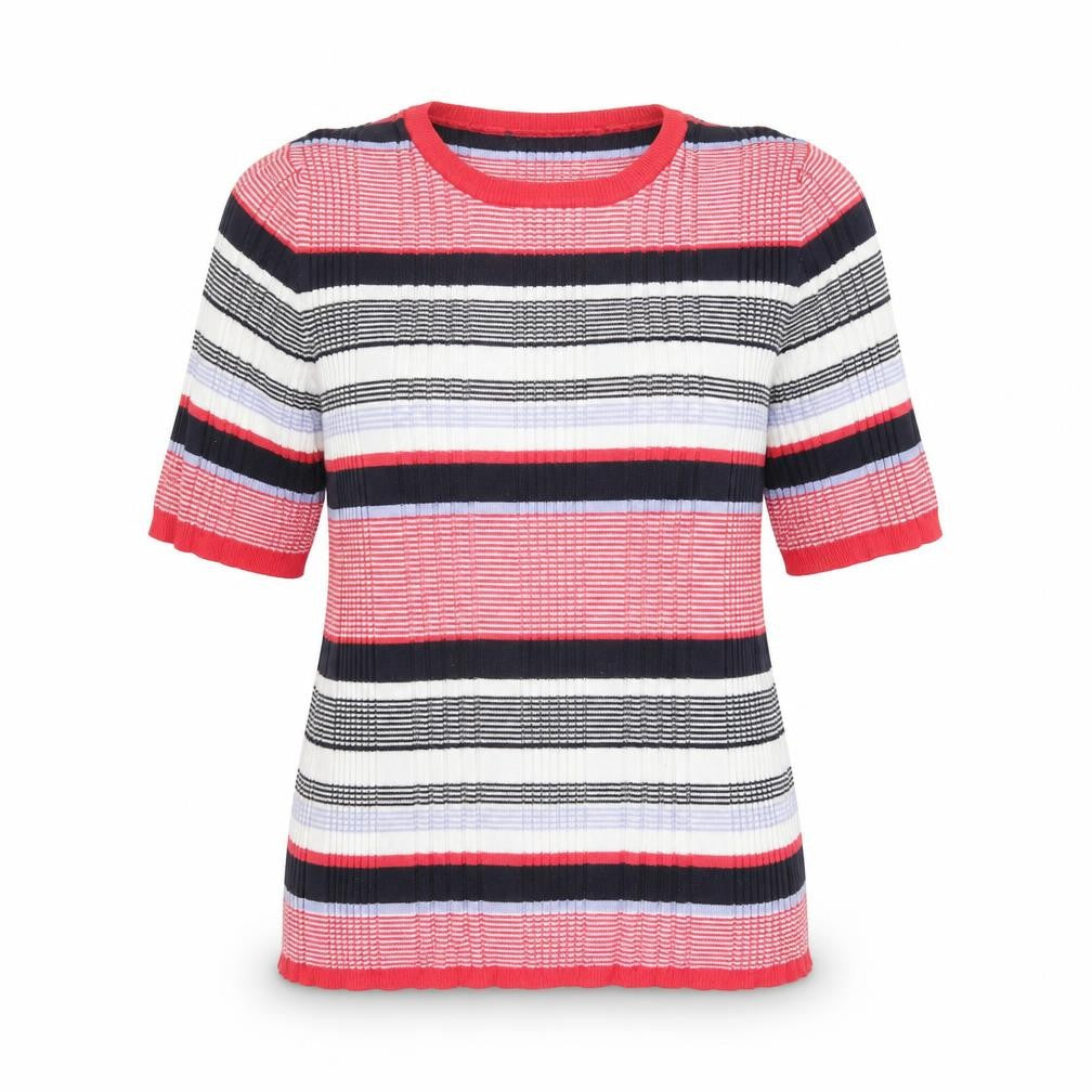 Marks and Spencer Womens Multicoloured Round Neck Striped Viscose Pullover Jumper Size 14