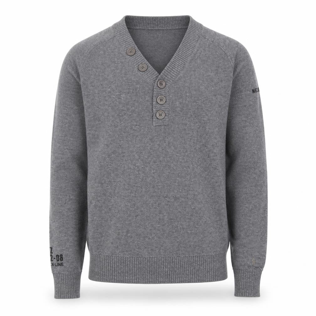Mezaguz Mens Grey V-Neck Cotton Pullover Jumper Size S - `