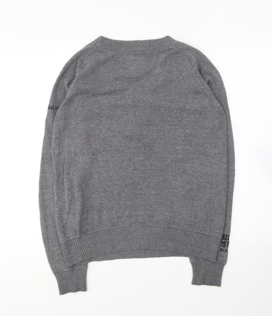 Mezaguz Mens Grey V-Neck Cotton Pullover Jumper Size S - `