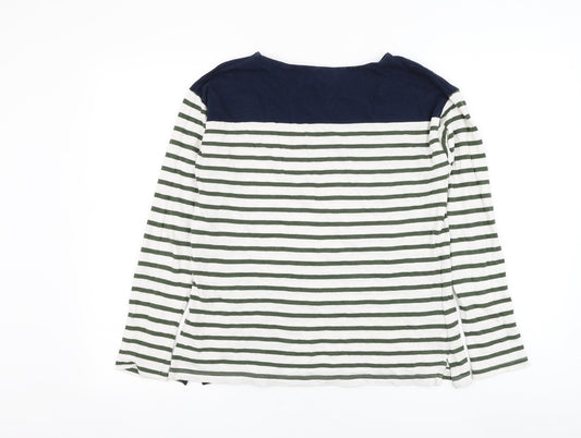 Jack Wills Womens White Round Neck Striped Cotton Pullover Jumper Size 6