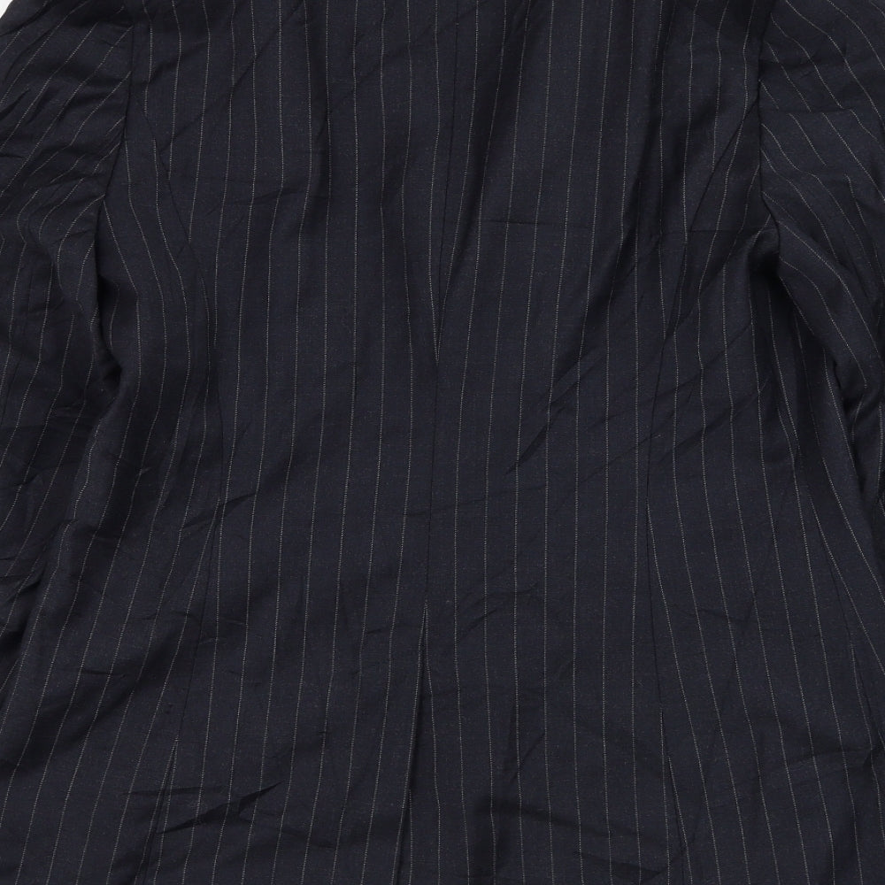 Marks and Spencer Womens Blue Striped Jacket Blazer Size 12 Button