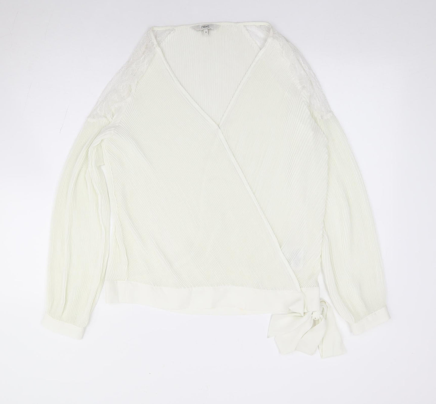 NEXT Womens Ivory Polyester Wrap Blouse Size 10 V-Neck