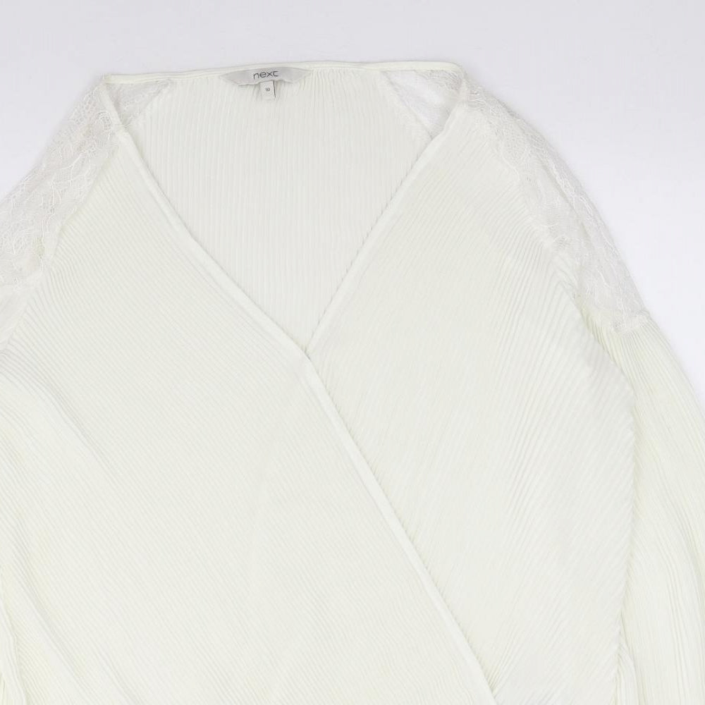 NEXT Womens Ivory Polyester Wrap Blouse Size 10 V-Neck