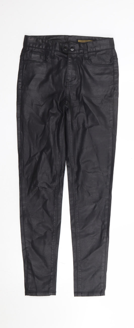 Urban Jeans Womens Black Cotton Trousers Size S L28 in Regular Zip