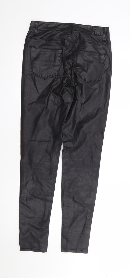 Urban Jeans Womens Black Cotton Trousers Size S L28 in Regular Zip