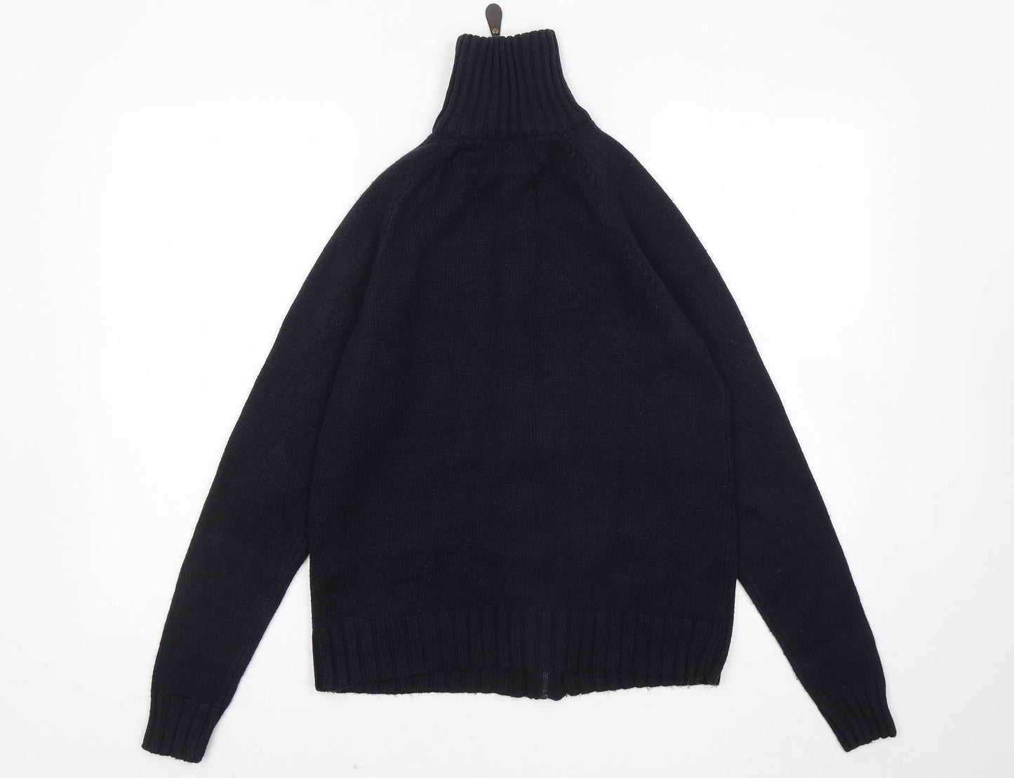 Sfera Mens Blue Mock Neck Acrylic Full Zip Jumper Size L