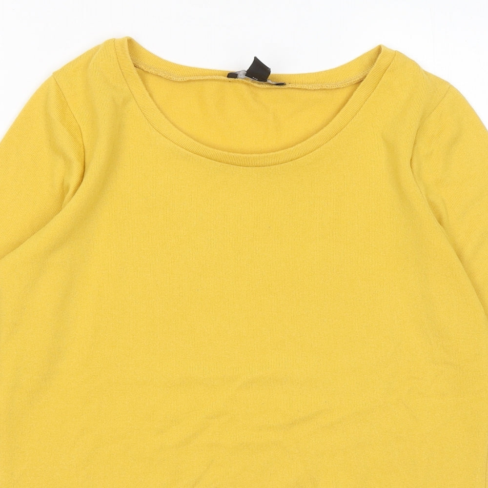 New Look Womens Yellow Round Neck Polyester Pullover Jumper Size 8
