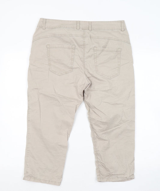 TOM TAILOR Womens Grey Cotton Cropped Trousers Size 34 in L20 in Regular