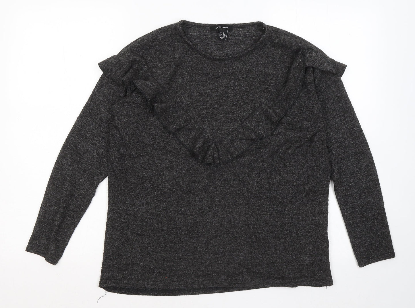 New Look Womens Grey Round Neck Polyester Pullover Jumper Size S