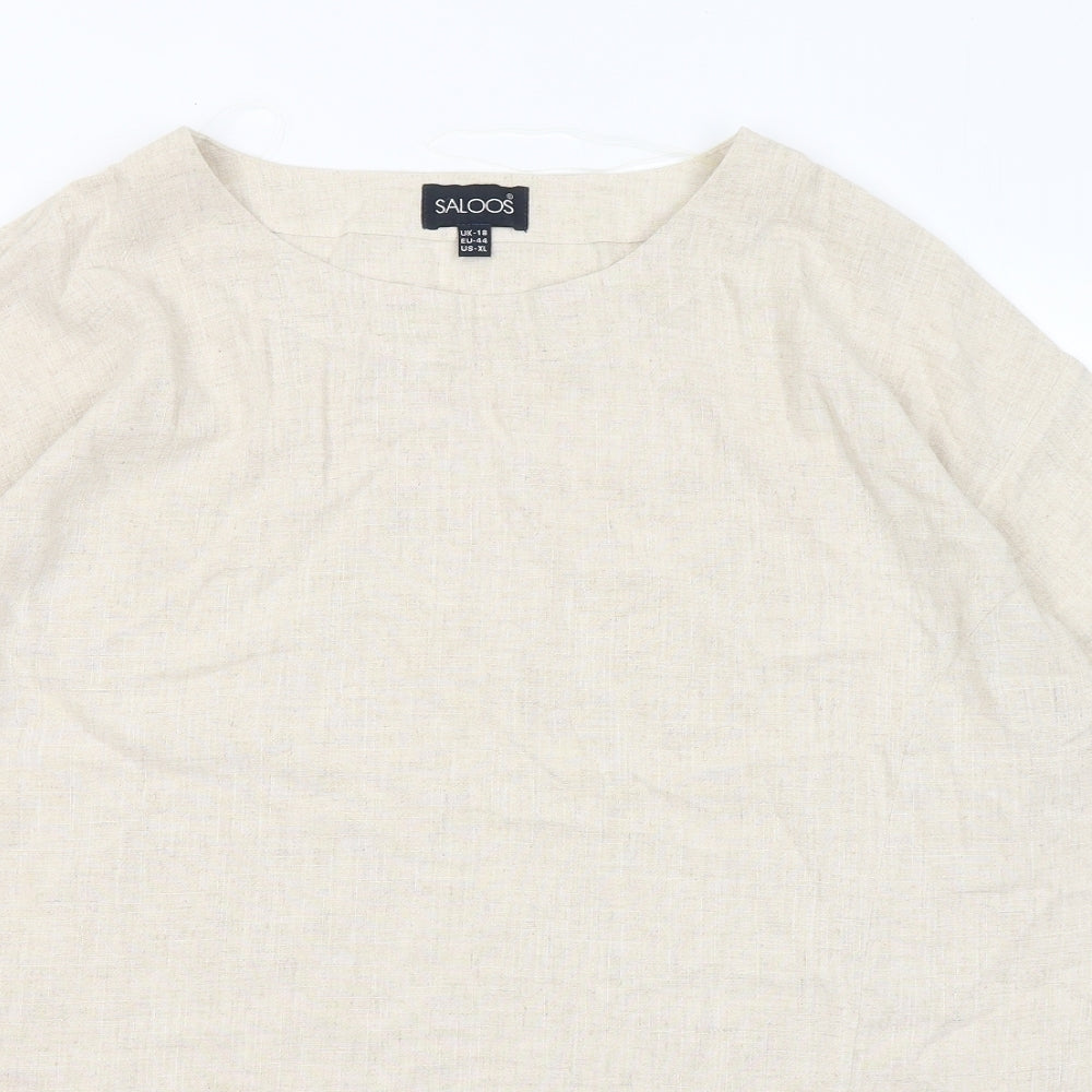 Saloos Womens Beige Round Neck Polyester Pullover Jumper Size 16