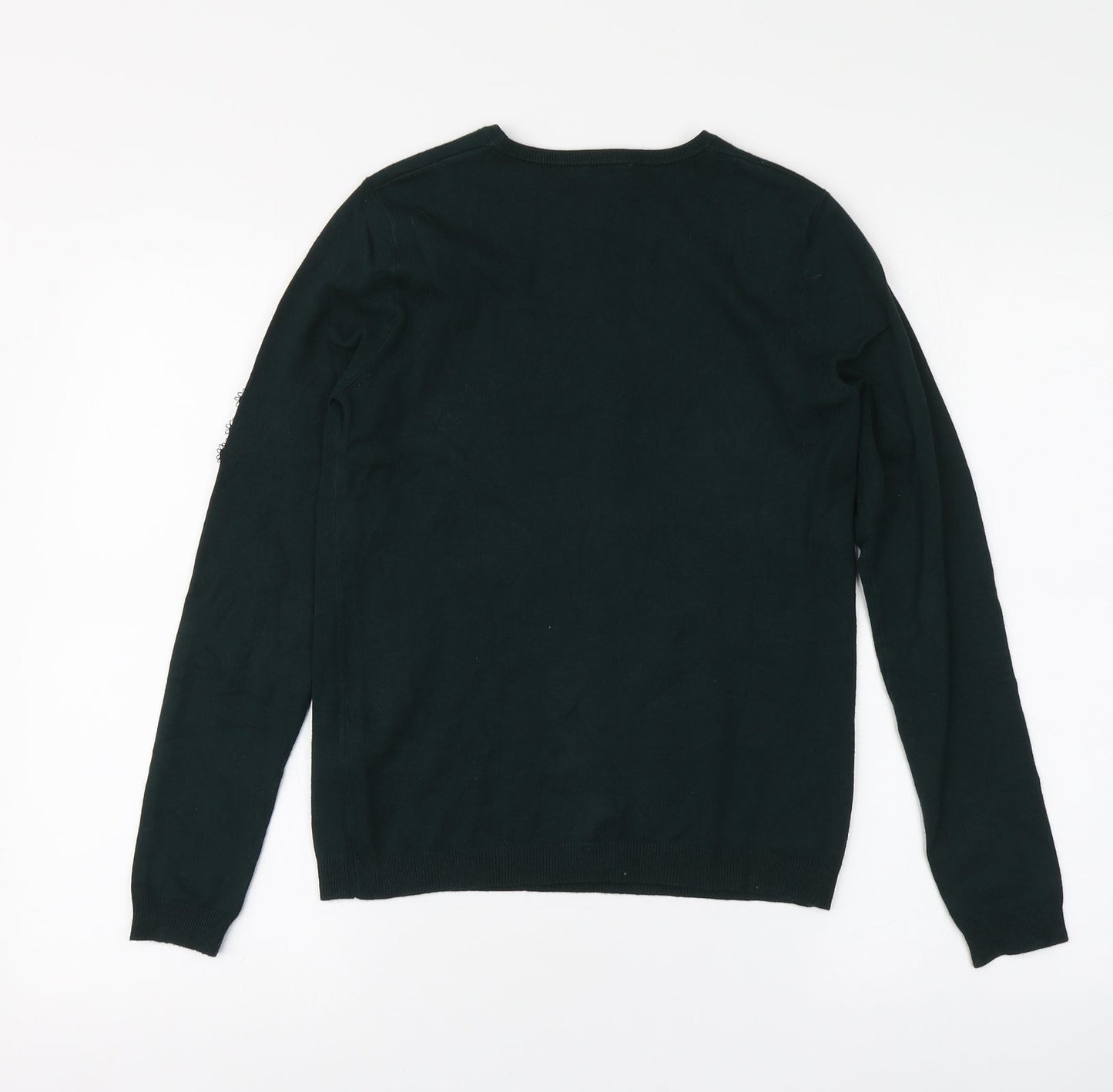 Warehouse Womens Green Round Neck Cotton Pullover Jumper Size 6