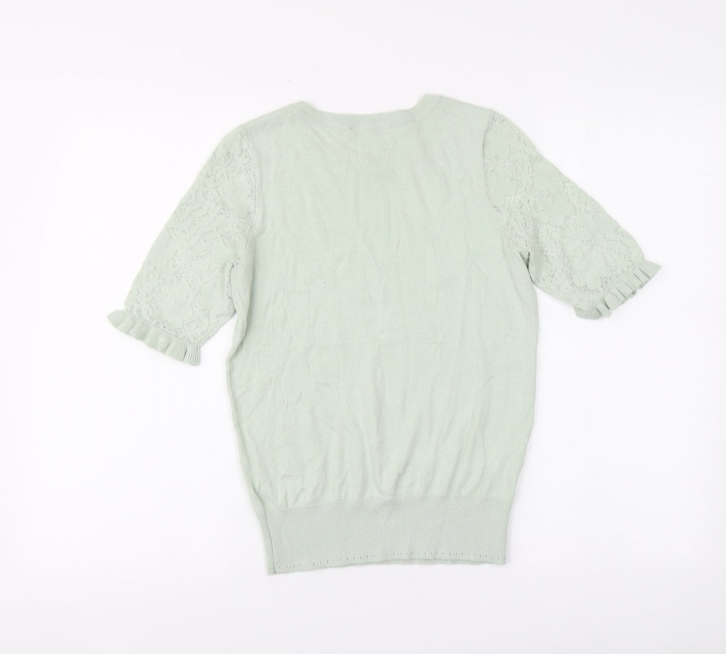 Oasis Womens Green Round Neck Cotton Pullover Jumper Size XS