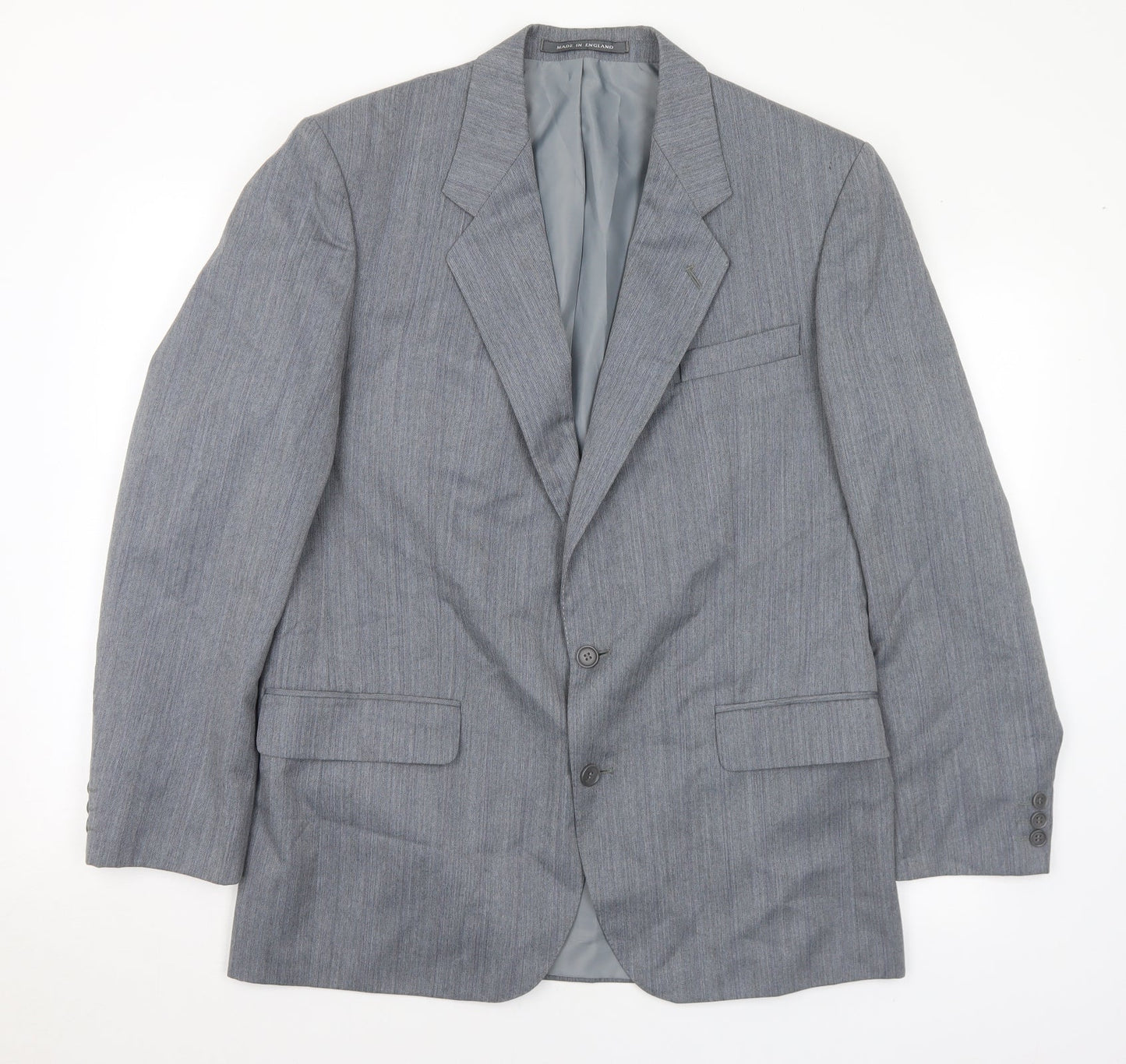 Pinstripe Mens Grey Polyester Jacket Suit Jacket Size 42