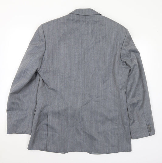 Pinstripe Mens Grey Polyester Jacket Suit Jacket Size 42