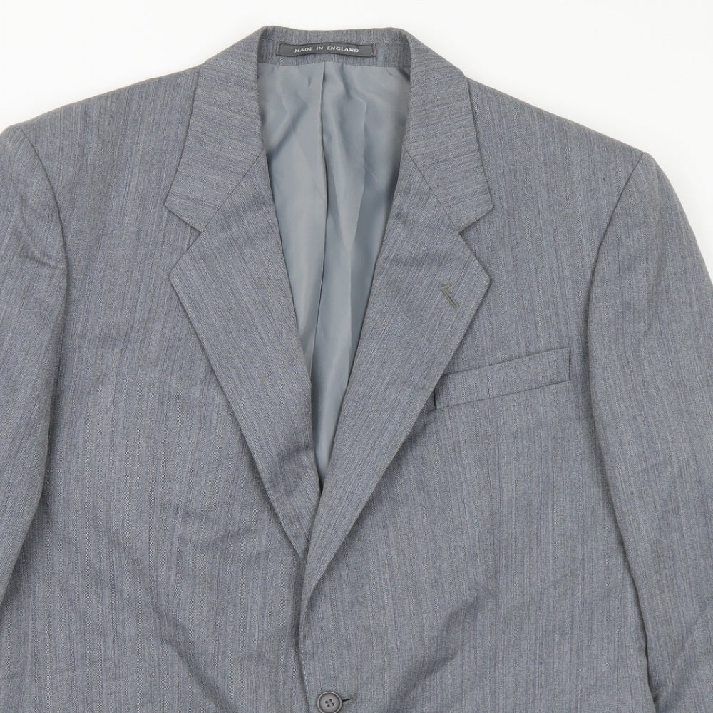 Pinstripe Mens Grey Polyester Jacket Suit Jacket Size 42