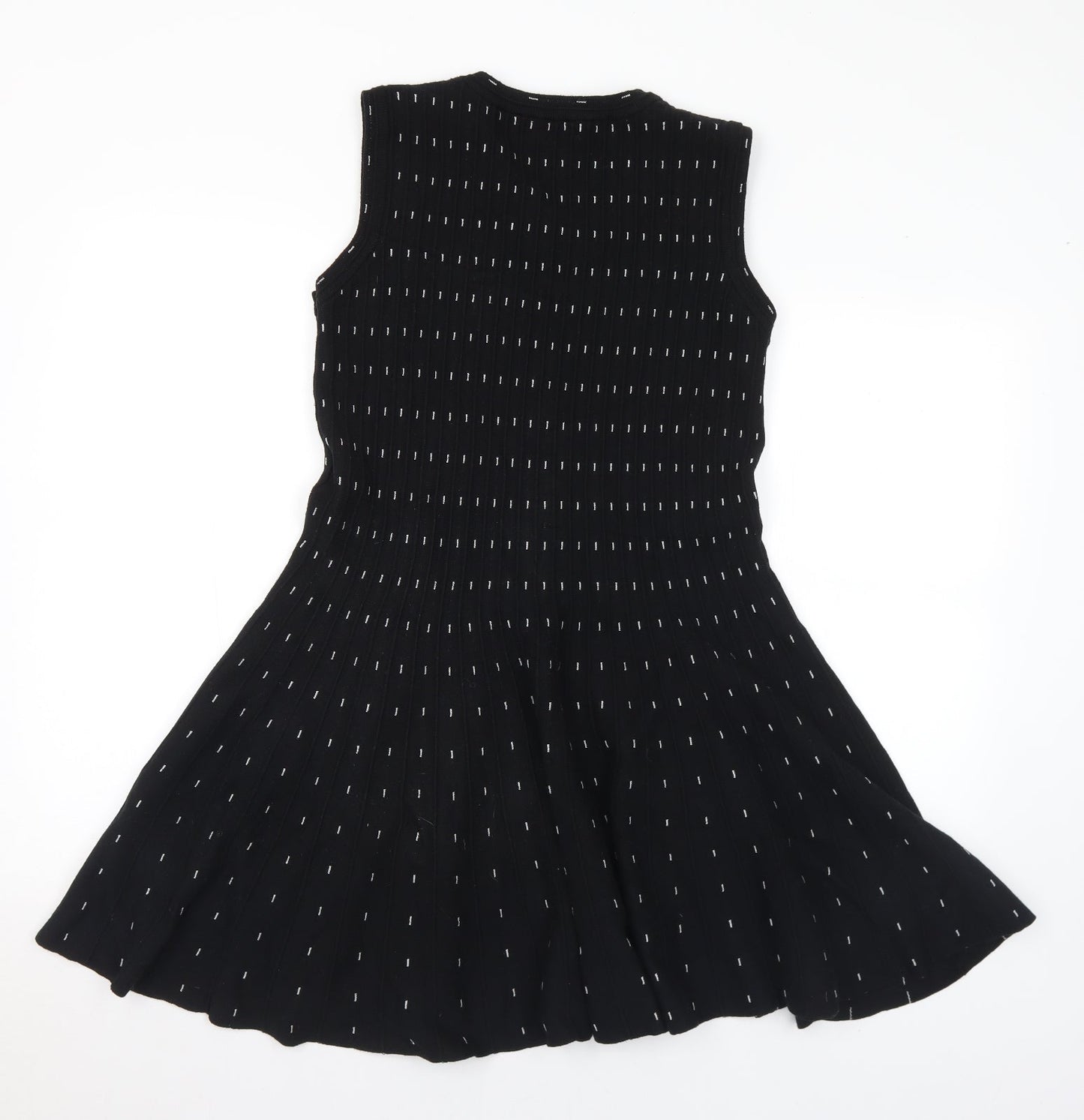 Lavand Womens Black Geometric Acrylic Jumper Dress Size S Scoop Neck